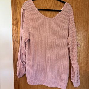 Maurices XL Pink Sweater with cut out  tie sleeves